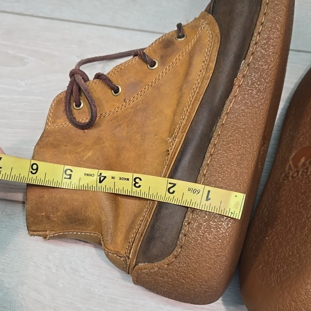 Sorel Mens Hoankle Brown Leather Boots Shoes Sz 12